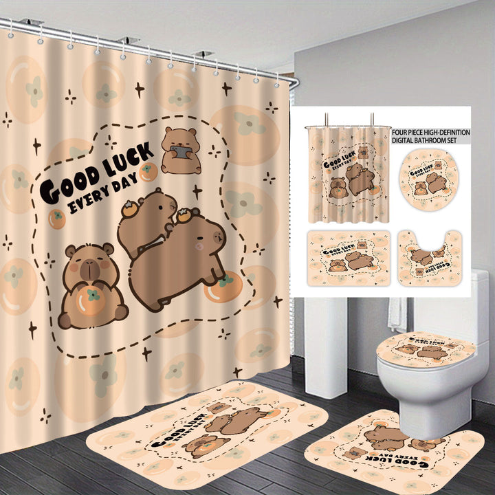 Cute Bear-Themed Four-Piece Bathroom Set Kalsten