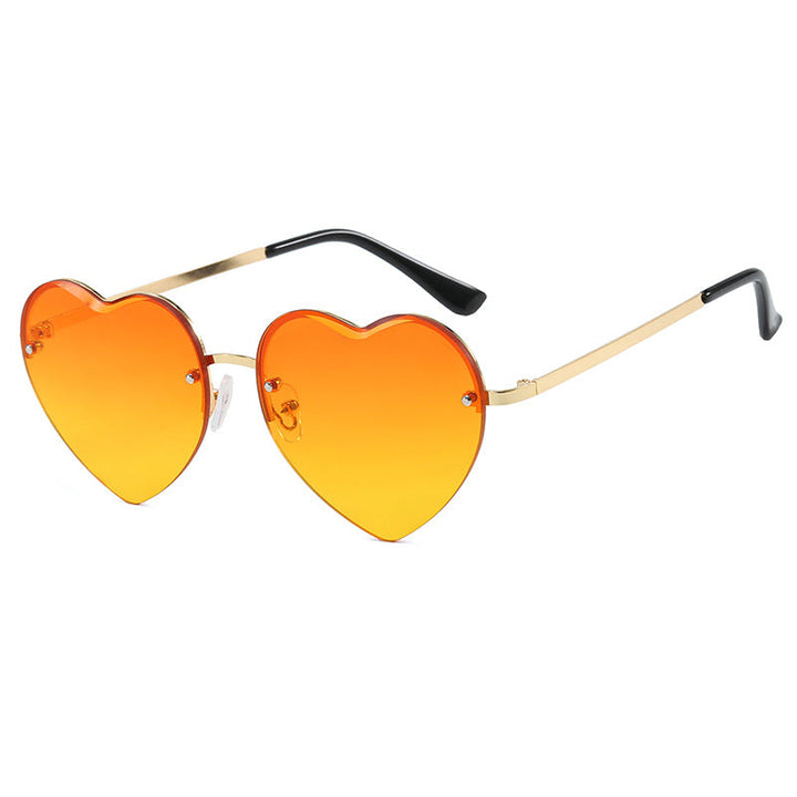 Women's Heart-Shaped Sunglasses with Mirrored Lenses and Fashionable Metal Frame Kalsten