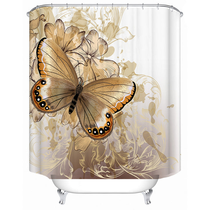 Butterfly-Inspired Floral Shower Curtain Kalsten