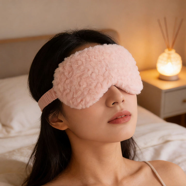 Women's luxury sleep mask with voluminous faux fur cover and softly padded eye area Kalsten