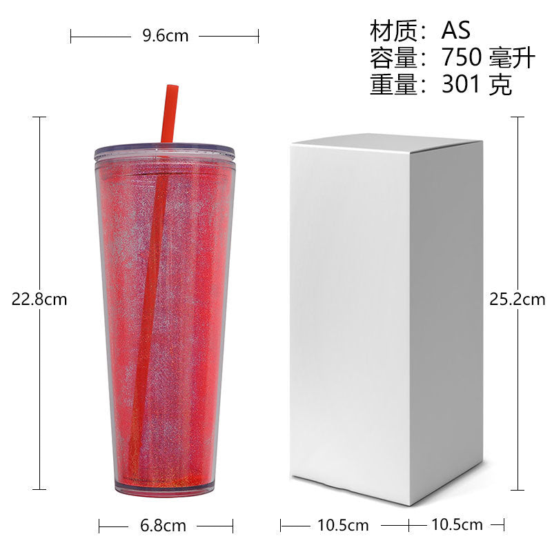 Ladies Glittering Drinking Bottle with Straw Kalsten