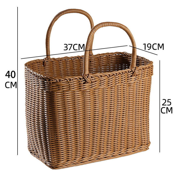 Unisex Handwoven Shopping Basket with Two Handles Kalsten
