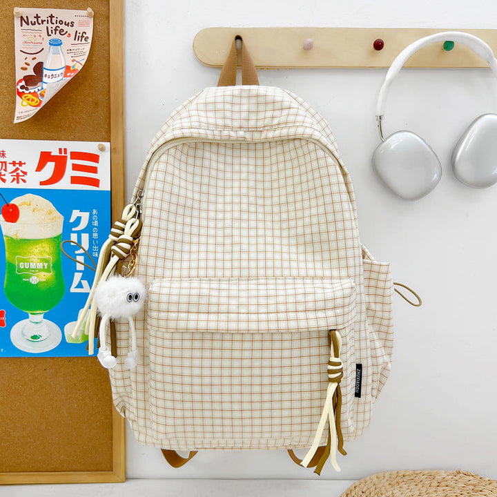 Checked Pattern Casual Backpack