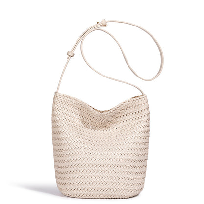 Handwoven Leather Bucket Bag Acalora