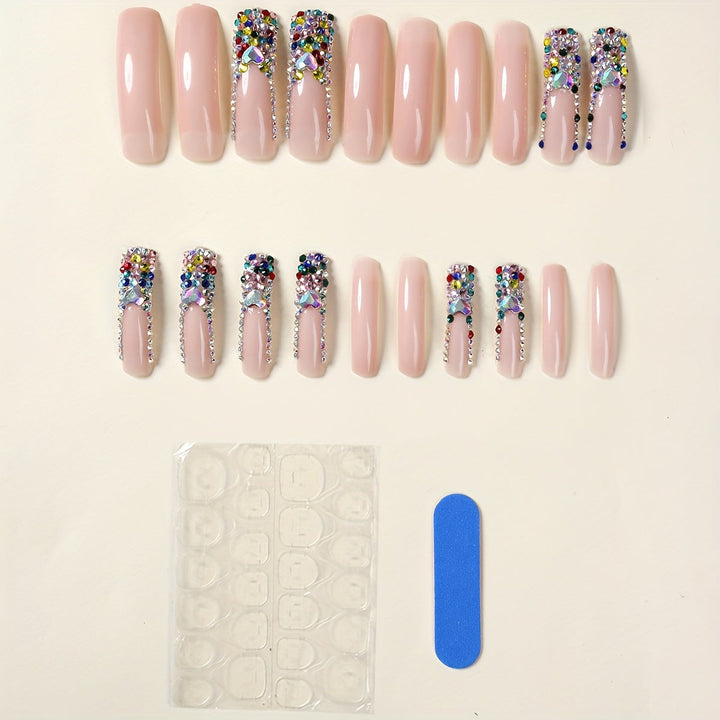 3D Decorative Press-On Nail Extensions with Sparkling Gem Accents Kalsten