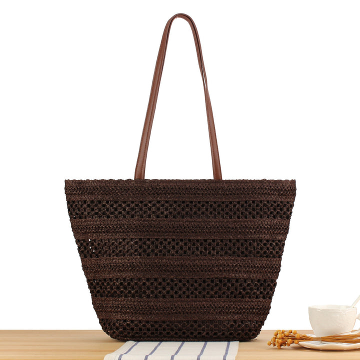 Elegant Bast Beach Bag with High-Quality Faux Leather Handles Kalsten