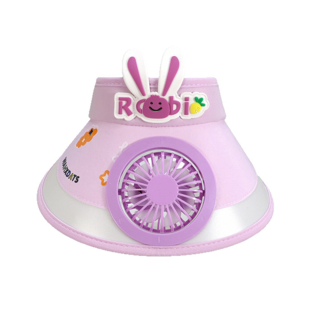 Sun protection with integrated battery fan, adjustable chin strap and cute bunny design Kalsten