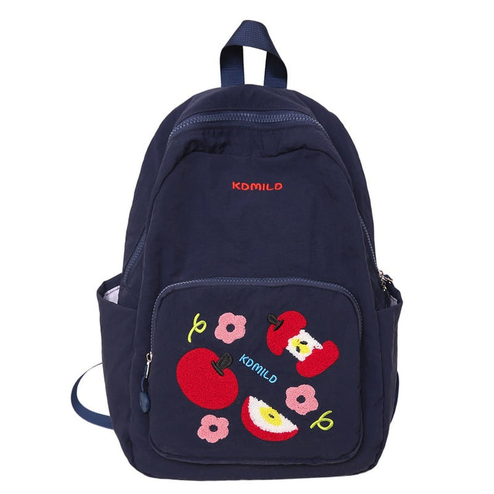 Casual Embroidered Apple Print School Backpack Kalsten
