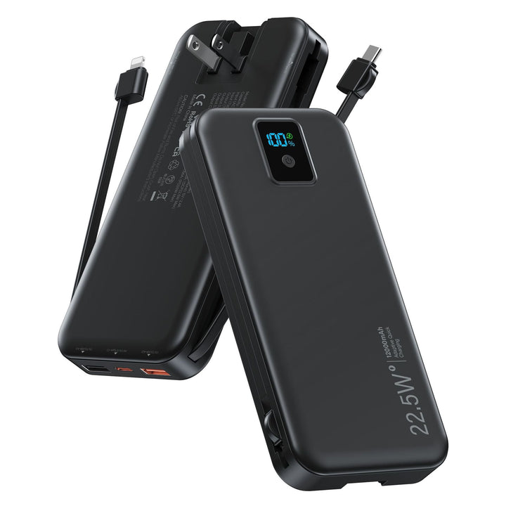Power bank with digital LCD display and integrated charger Kalsten