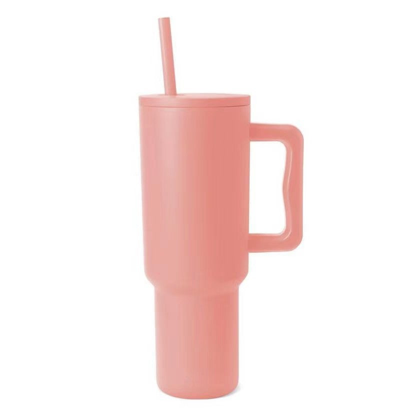 Women thermos cup with ergonomic handle and integrated straw Kalsten