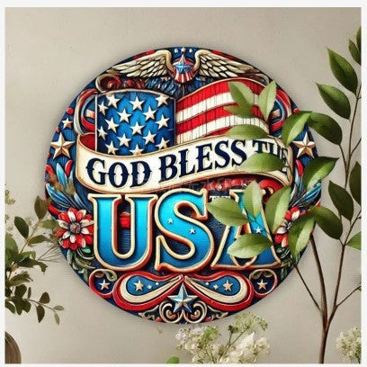 Unisex nan Patriotic Americana Heart Flag Wreath with Ribbon Mesh, Wooden Heart Cutout and Star Accent Bowlsift Kalsten
