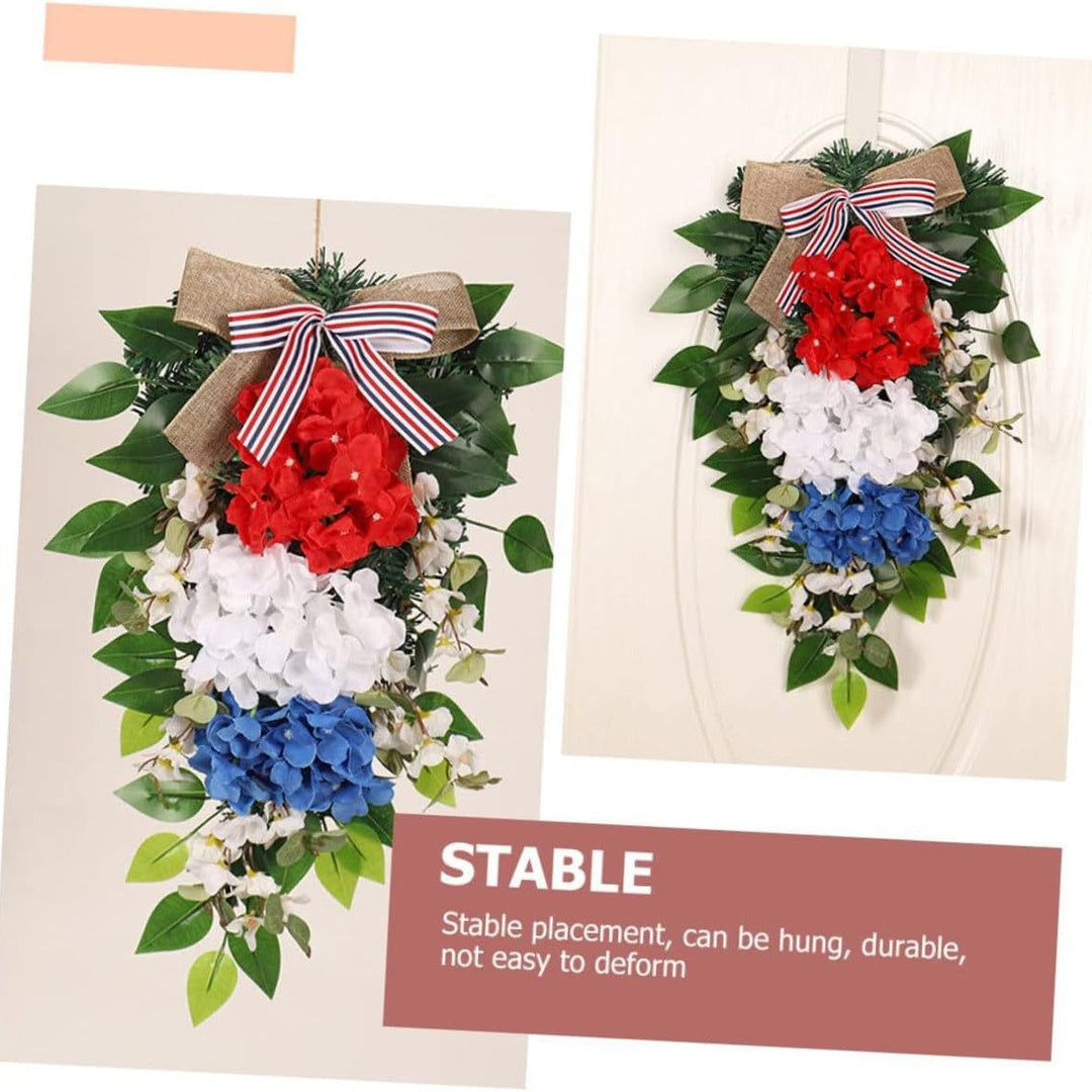 Women Decorative Wall Wreath with Colorful Artificial Flowers and Bow Kalsten