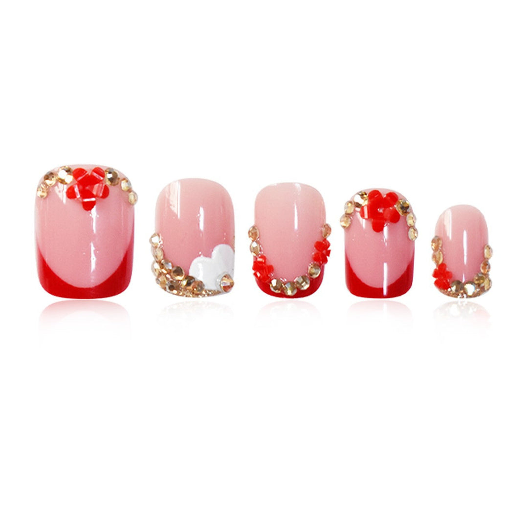 Floral-Accent Press-On Nail Art Kalsten