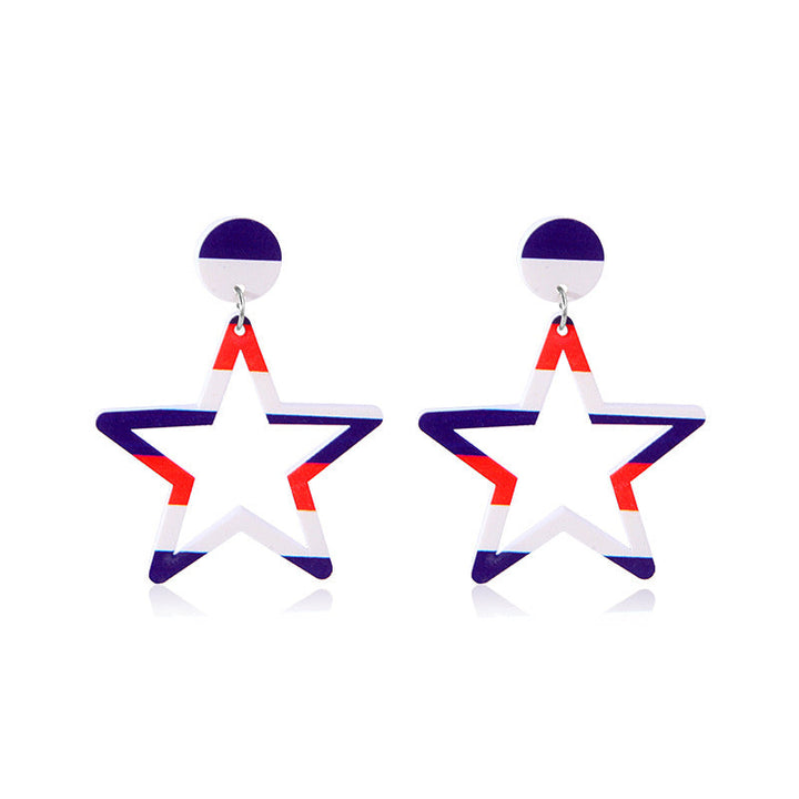 Women's star-shaped enamel earrings with USA flag motif and gold-plated fish Kalsten