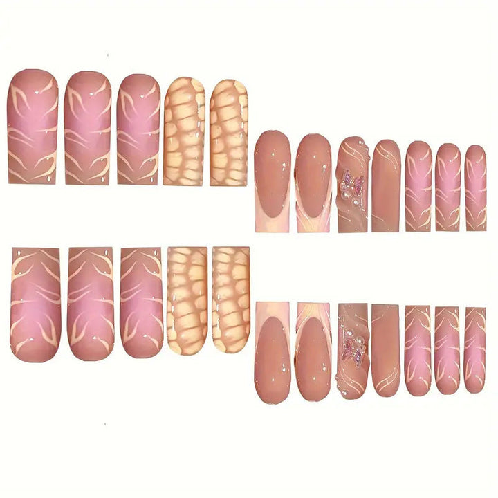 Chic 3D Floral Press-On Nail Art Kalsten