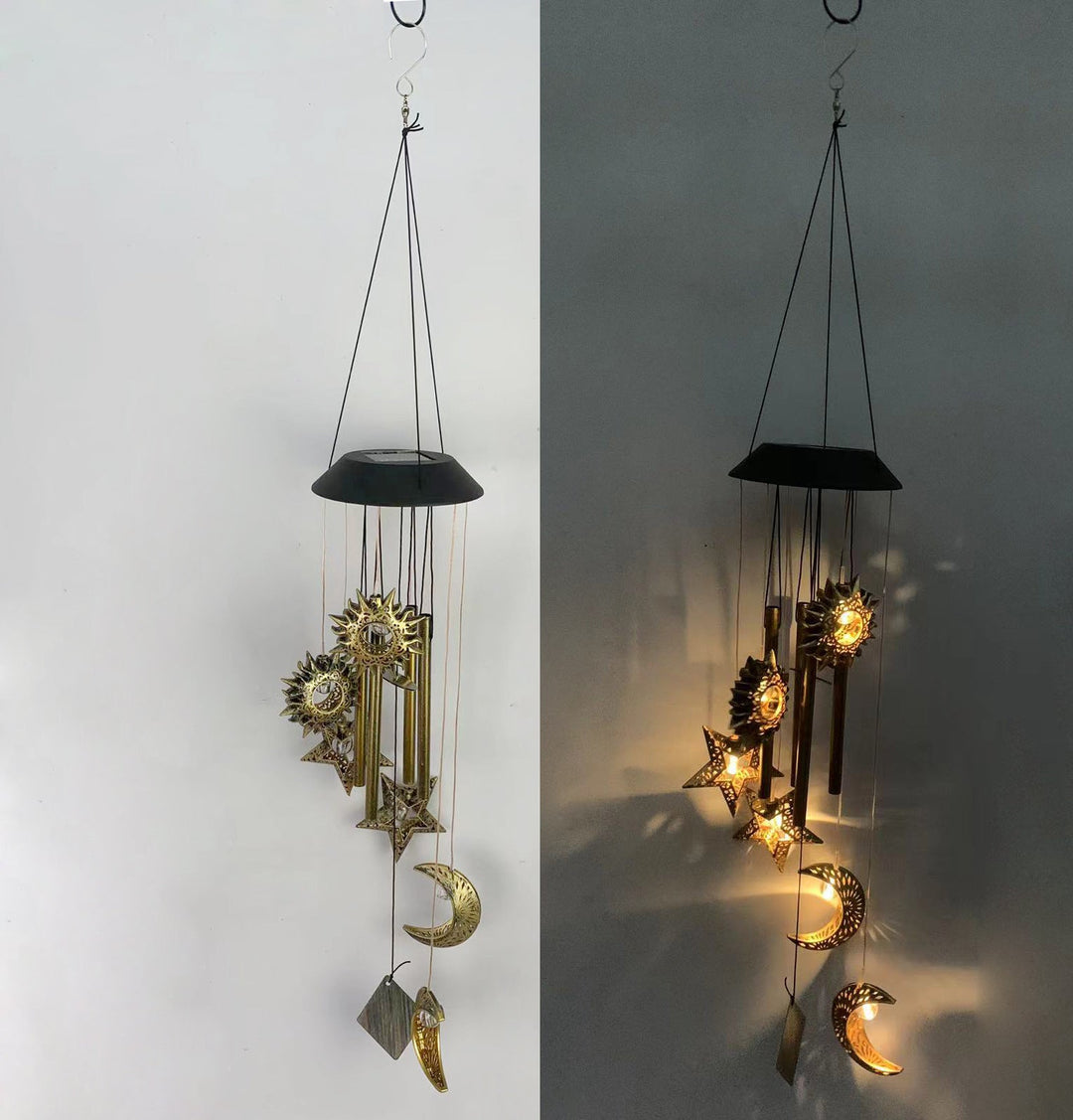 Decorative Hanging Star Wind Chime With Brass Stars And Tubular Aluminum Chimes Kalsten