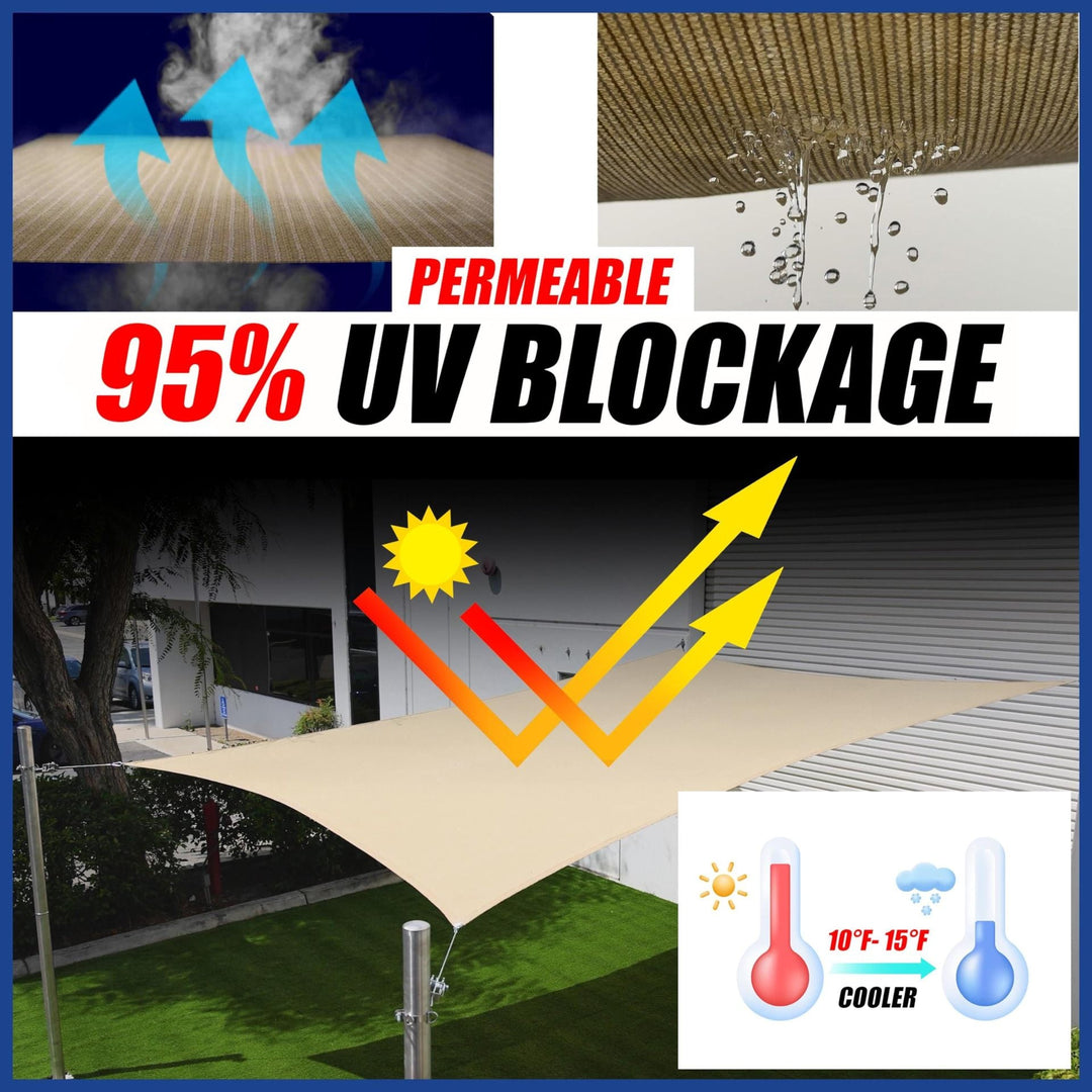 UV resistant triangular sunshade canopy for patio deck garden with reinforced corners and stainless steel fittings Kalsten