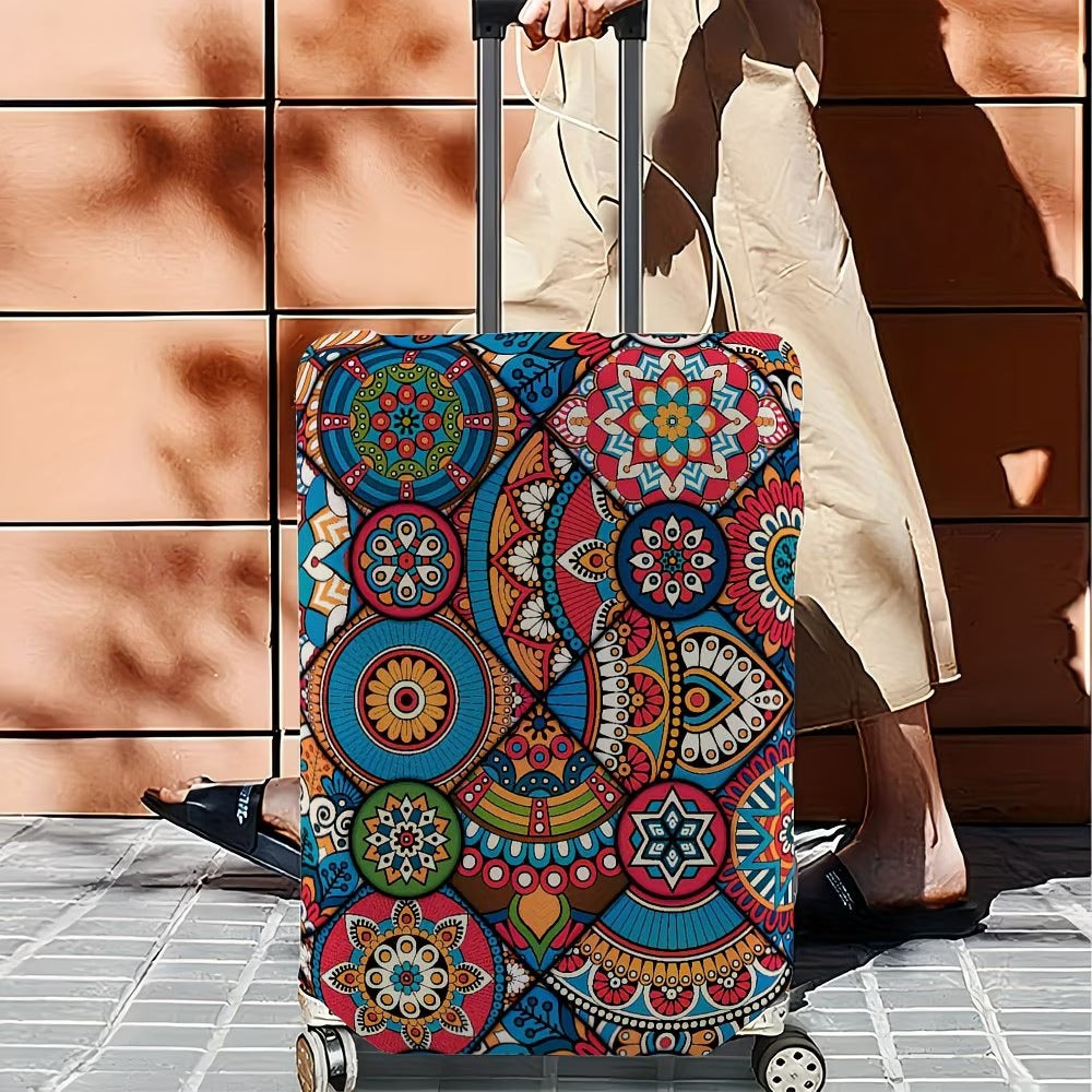 Unisex nan elastic suitcase cover with mandala pattern and telescopic handle compatibility Kalsten