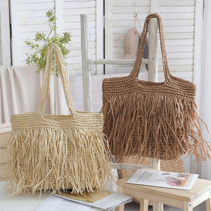 Handmade beach bag with fringed designed pattern Kalsten
