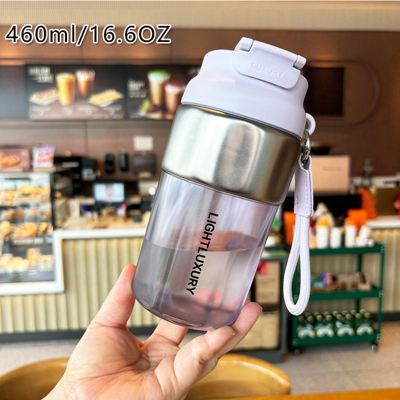 Women insulated drinking bottle with non-slip silicone ring and integrated straw Kalsten