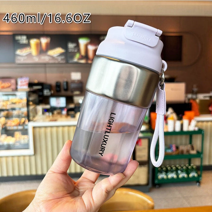 Women insulated drinking bottle with non-slip silicone ring and integrated straw Kalsten
