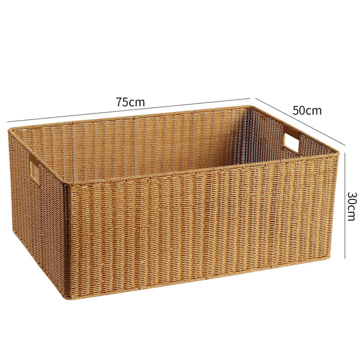 Handwoven Rectangular Storage Basket with Cut-Out Handles Kalsten