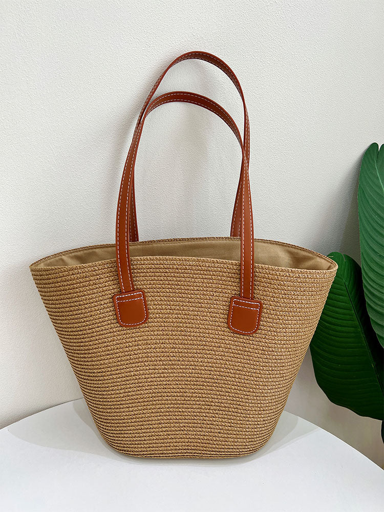 Classic straw bag with leather accents Kalsten