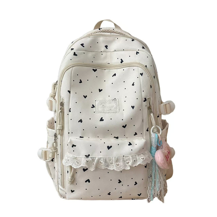 Heart-Patterned Multi-Compartt Backpack Kalsten