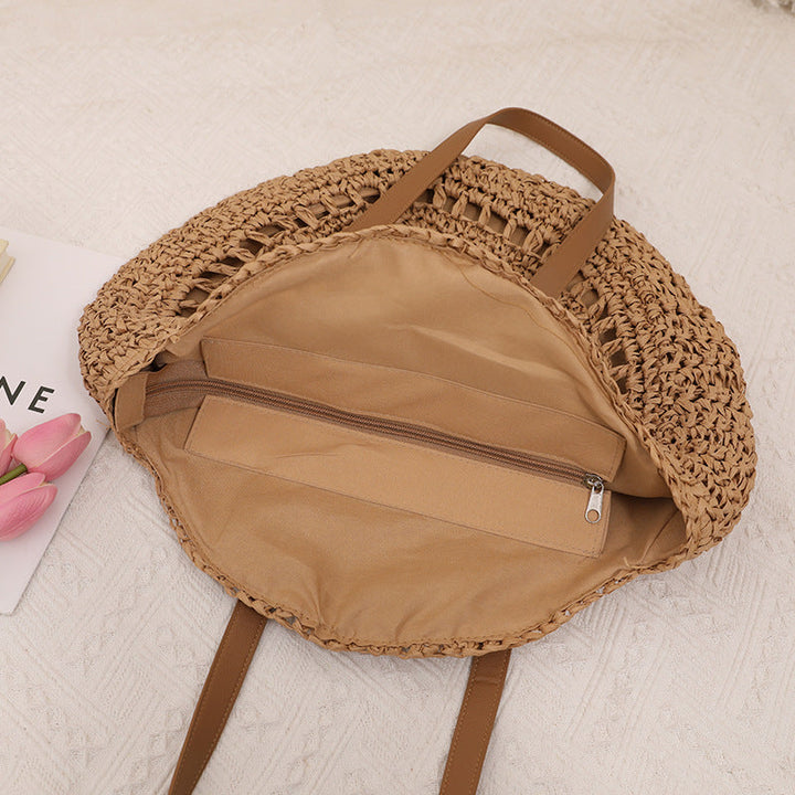 Handmade macrame tote bag with leather handles Kalsten