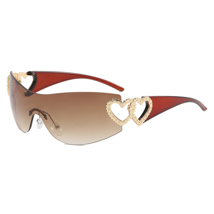 Ladies sporty sunglasses in trendy shield design with heart accents Kalsten