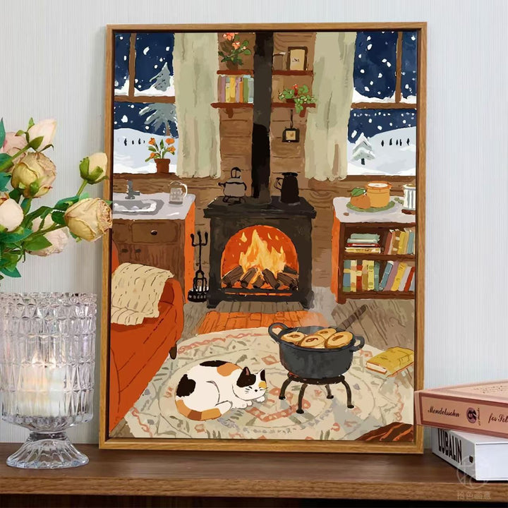 Cozy Fireplace Scene Wall Art Kalsten