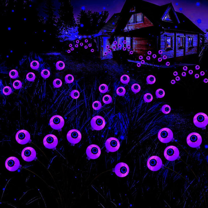 Glowing Eyeball Garden Stake Set With Solar LED And Flexible Stems Kalsten