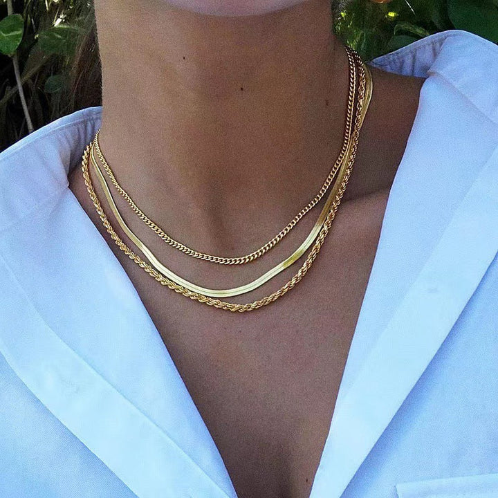 Layered Textured Chain Necklace Kalsten