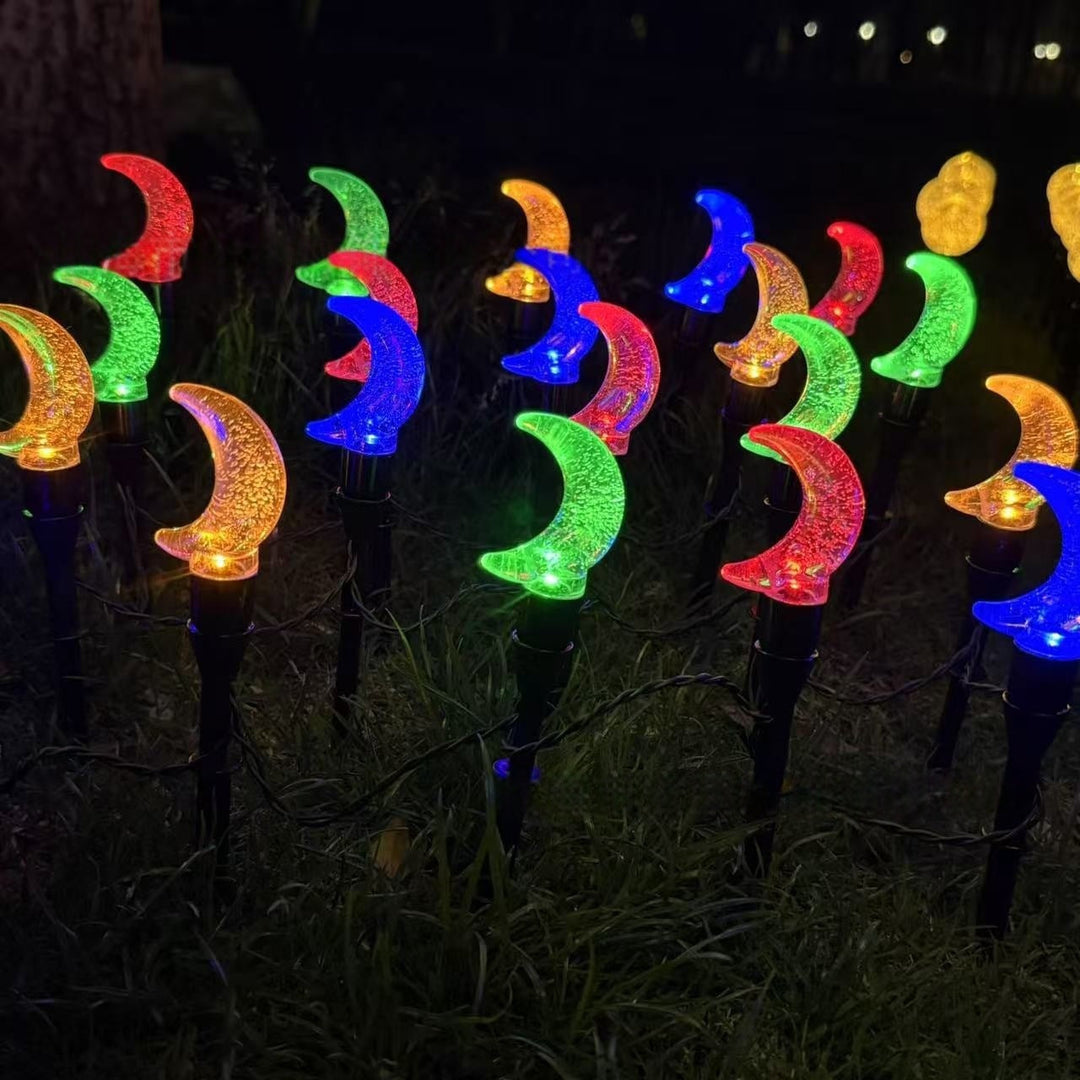 Crescent Moon Solar Garden Stake Lights With Textured Acrylic Diffuser And Warm White LED Kalsten