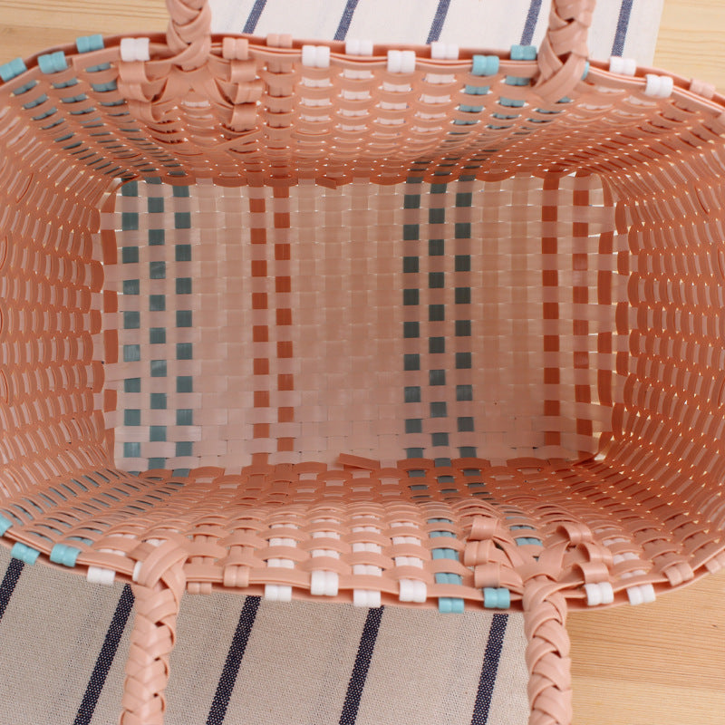 Handmade straw bag with colorful stripes Kalsten