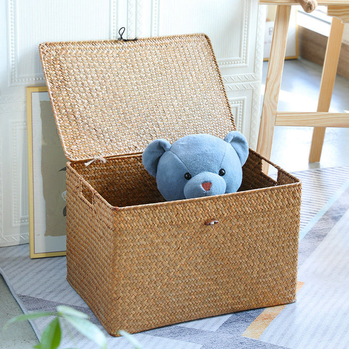 Rectangular Woven Storage Chest with Lid Kalsten