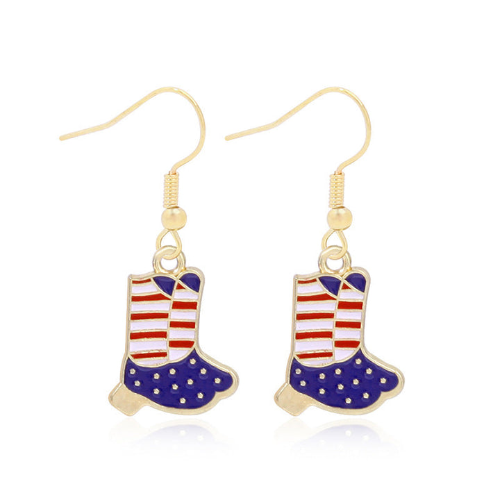 Women's lightweight star earrings with enamel flag design and fishhook Kalsten