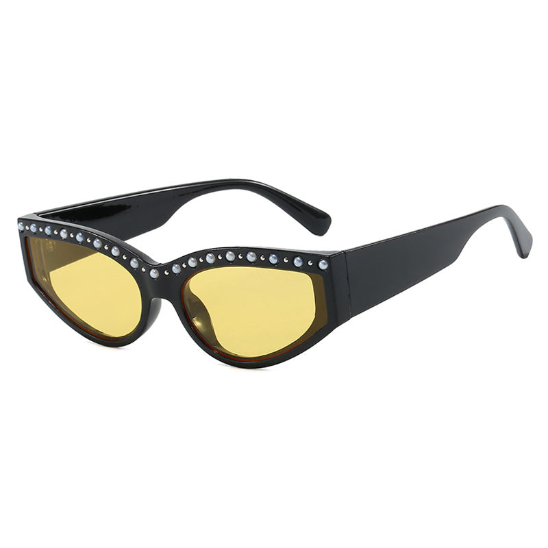 Women's Cat-Eye Sunglasses with Sparkling Rhinestone Accents and Animal Pattern Kalsten