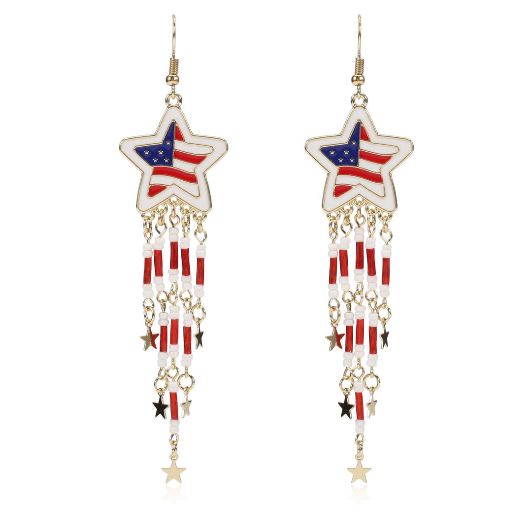 Women’s dangling earrings with enameled medallion and pearl fringes Kalsten
