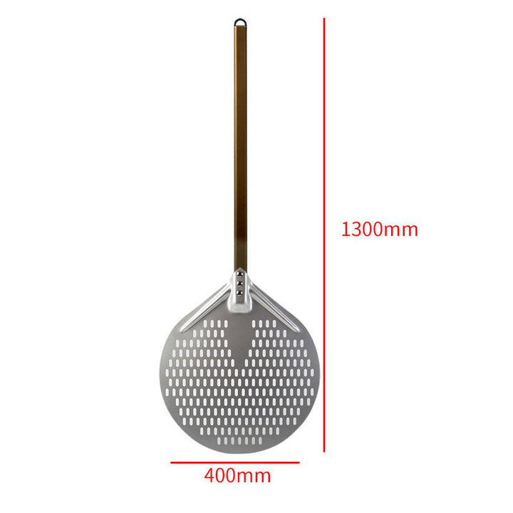 long wooden handled round aluminum pizza peel with reinforced neck Kalsten
