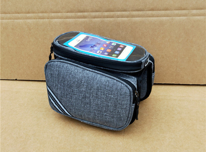 waterproof bike handlebar phone bag with touchscreen top and spacious dual compartment and reflective accents Kalsten
