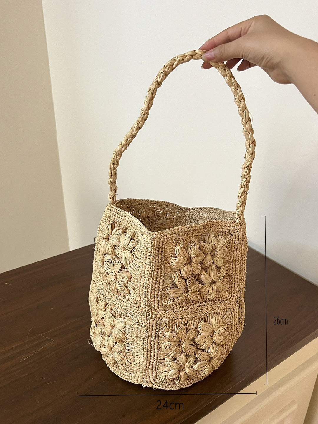 Handmade basket bag with braided handle Kalsten