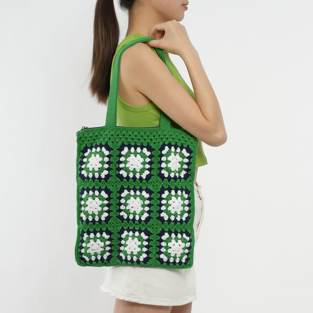 Handcrafted cotton tote bag in vintage granny design Kalsten