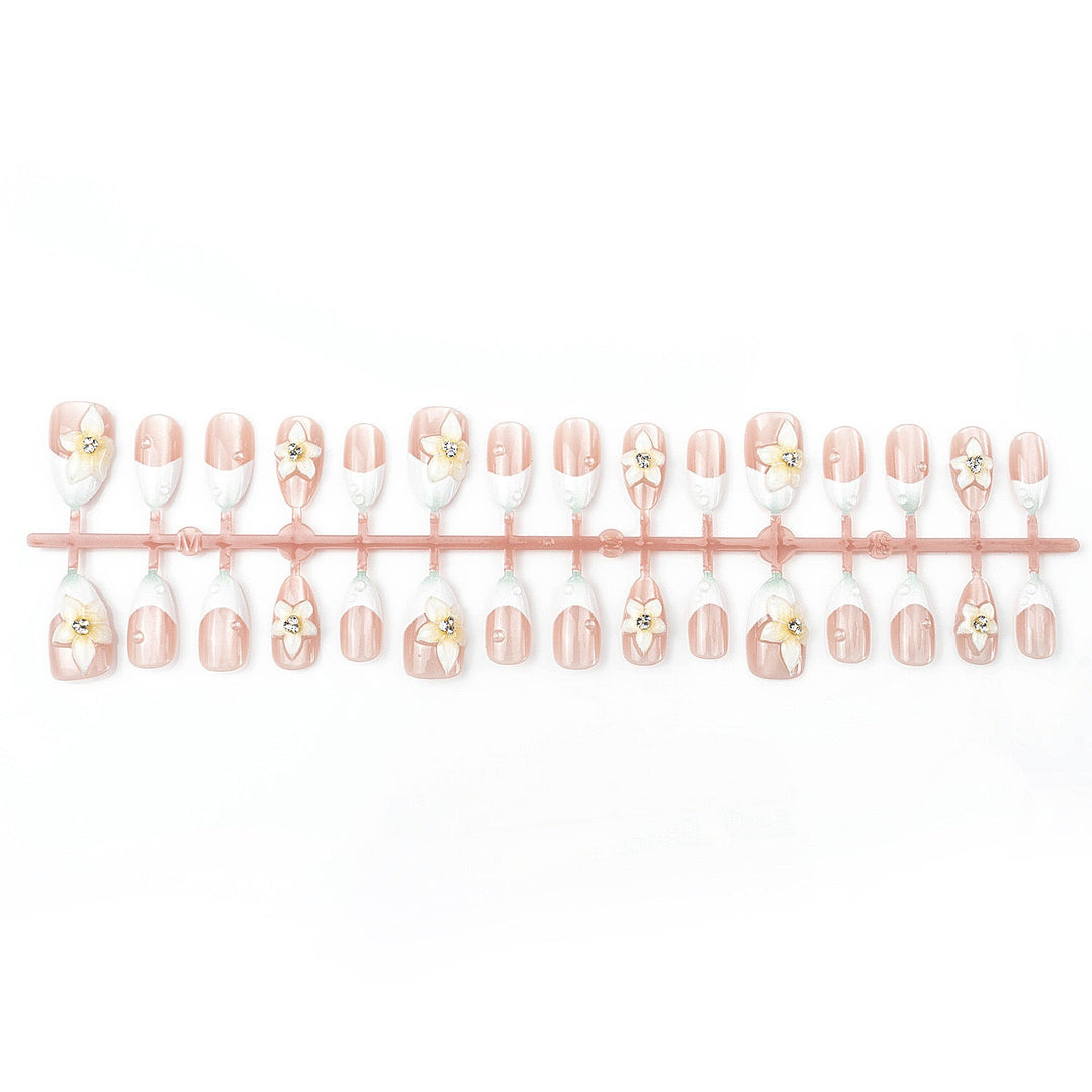 Premium Decorative Press-On Nail Set with Floral Accents Kalsten