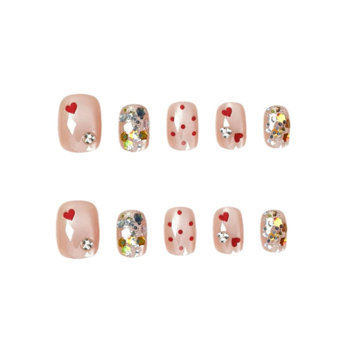 Artistic Heart-Themed Press-On Nail Set Kalsten