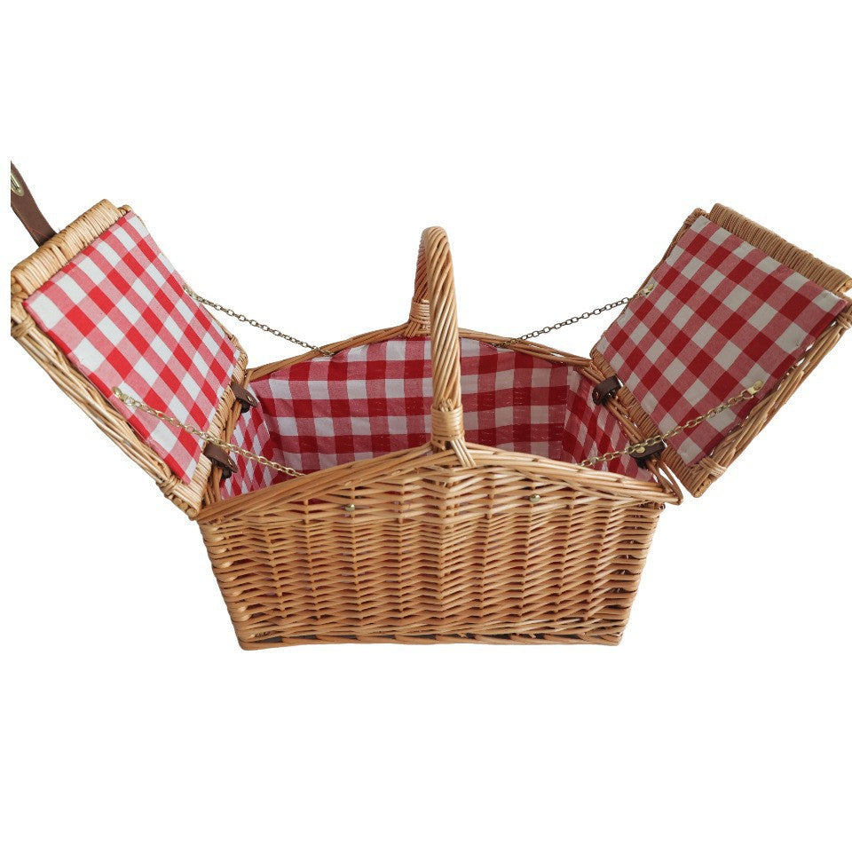 Ladies picnic basket with removable compartments and classic gingham pattern Kalsten