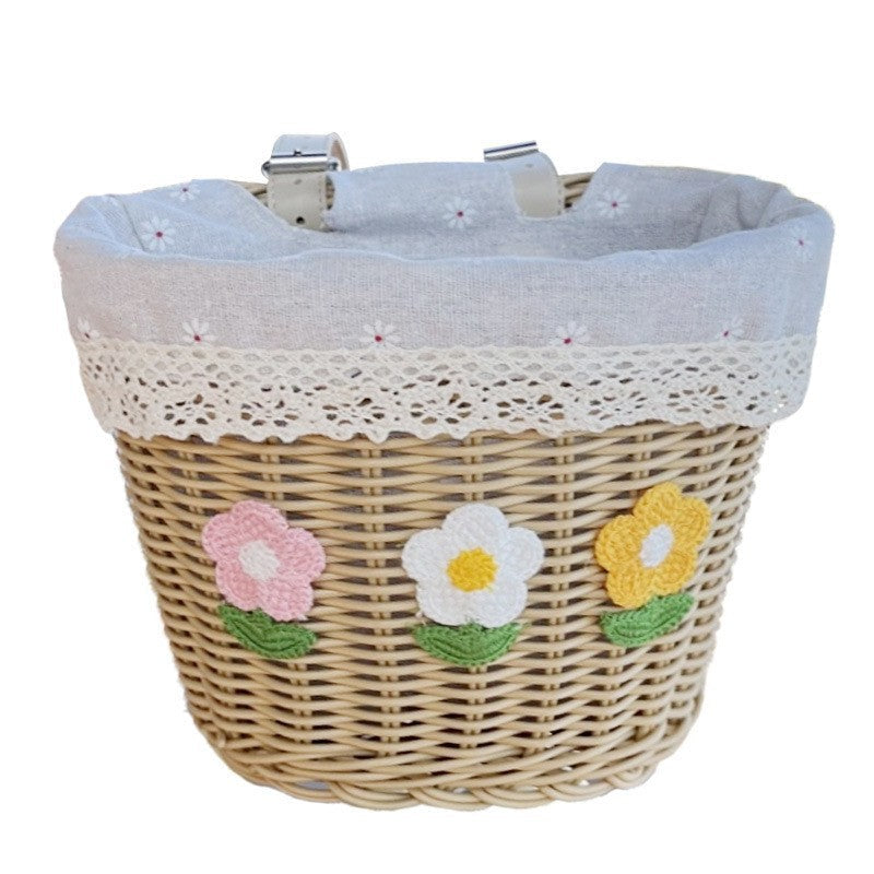 Floral Embroidered Woven Storage Basket Kalsten