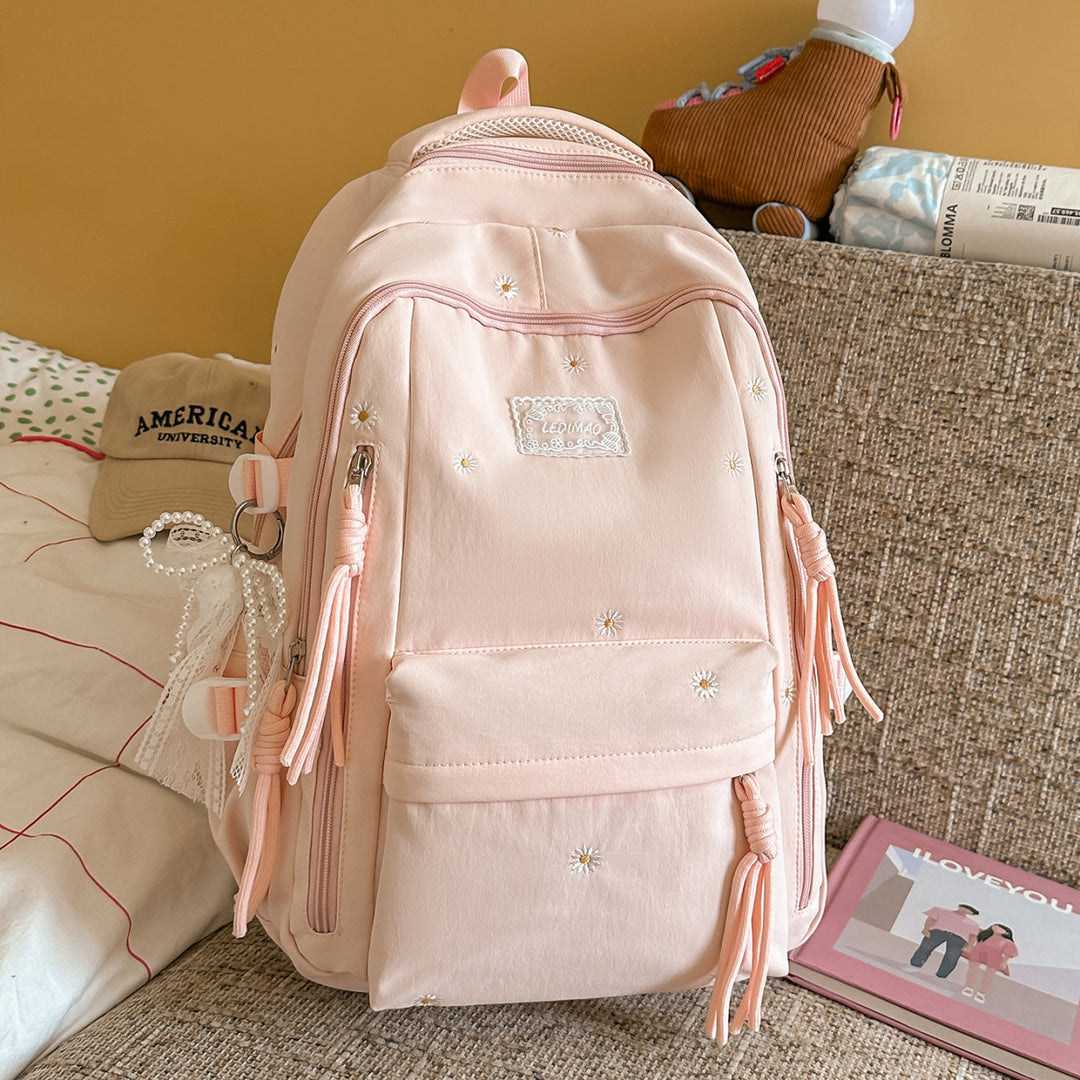 Fashionable Floral-Embellished Backpack