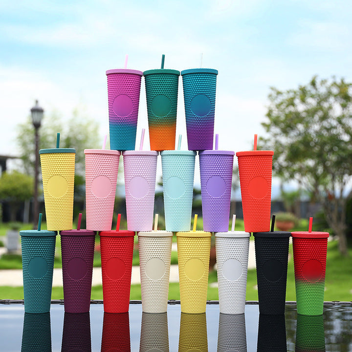Ladies High-Quality Glitter Drinking Cup with Leak-Proof Lid and Integrated Straw Kalsten