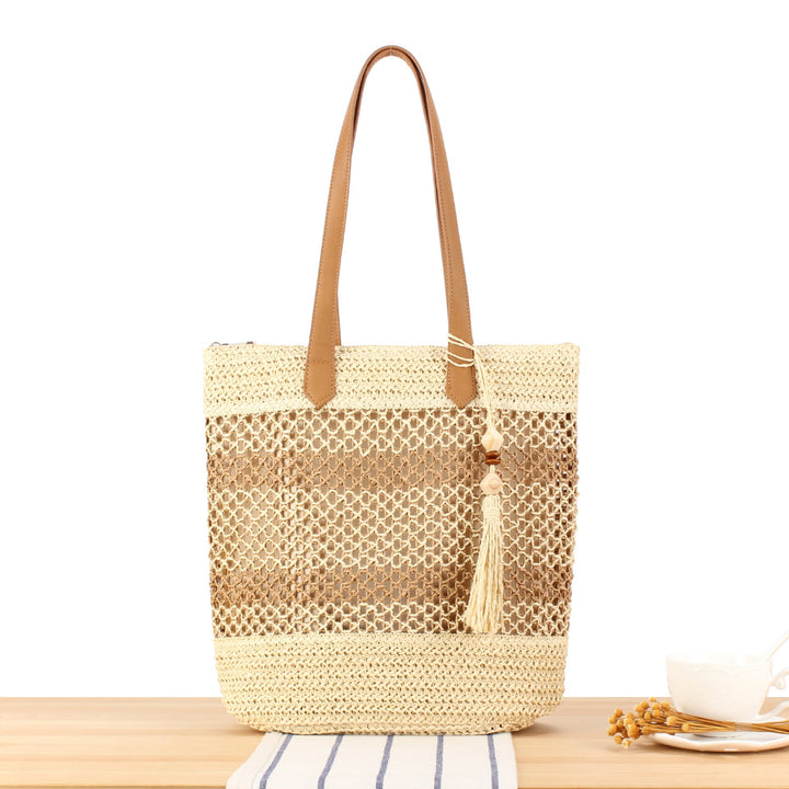 Handbag Made from Handwoven Natural Material with Elegant Tassel Details Kalsten